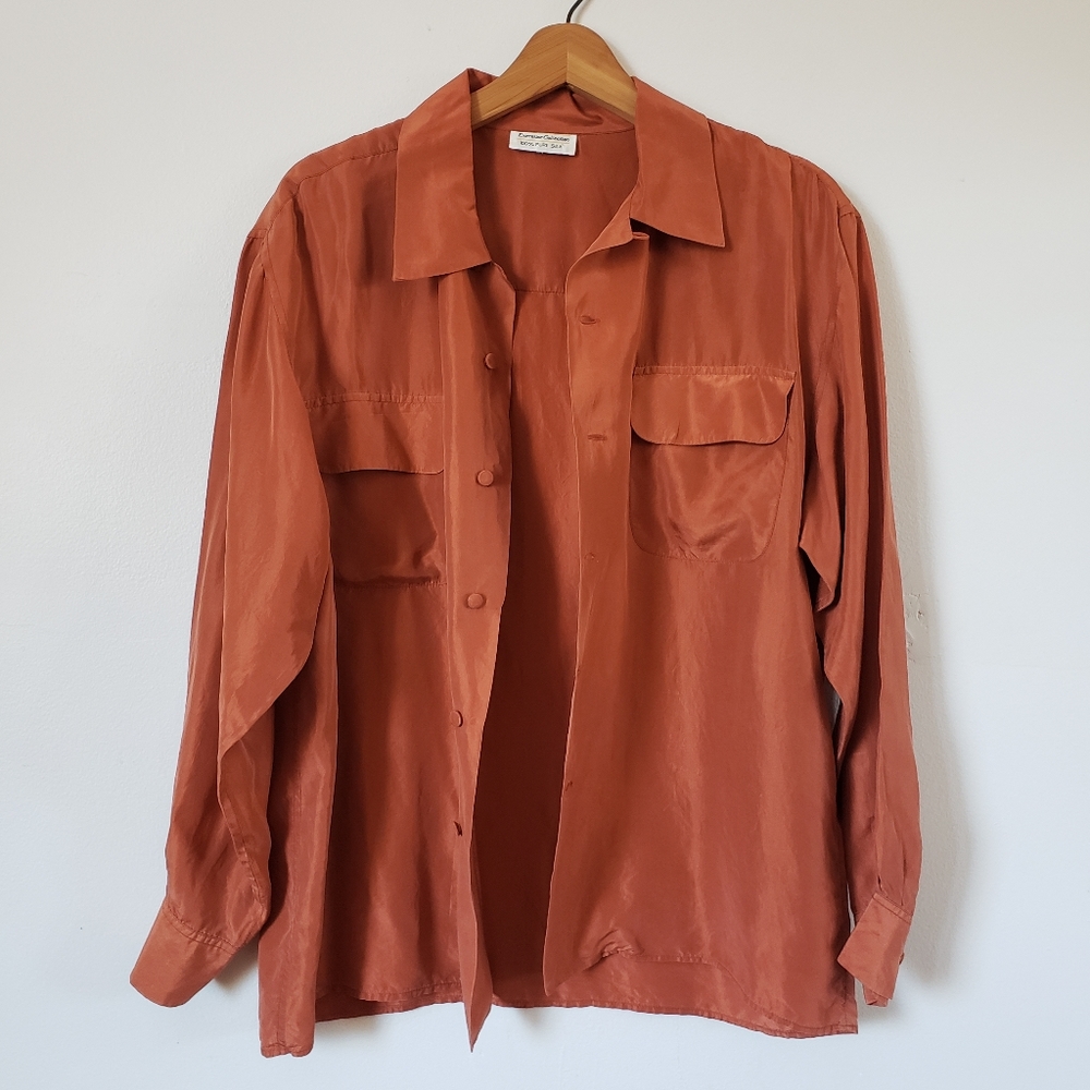 Vintage rust silk blouse